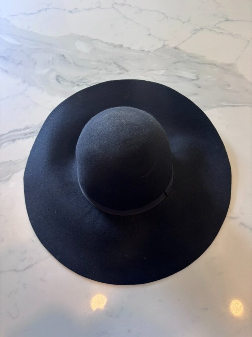 Black 100% Wool Felt Wide Brim Hat
